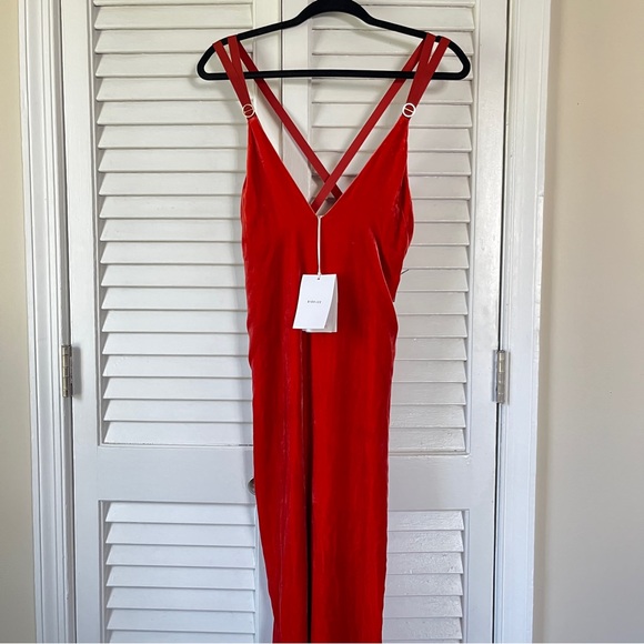 Dion Lee Red Velvet Midi Dress - Picture 2 of 6